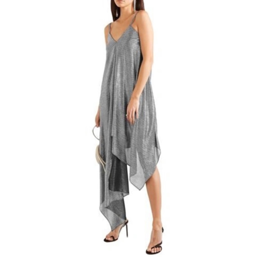 Christopher Kane Asymmetric Midi Dress In Silver Size US 2 $1,486.00 Italy Made